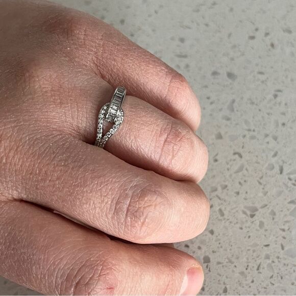 Simple & Delicate Cubic Zirconia stainless steel Open Ring - Picture 9 of 11